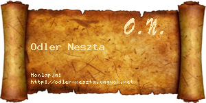 Odler Neszta névjegykártya